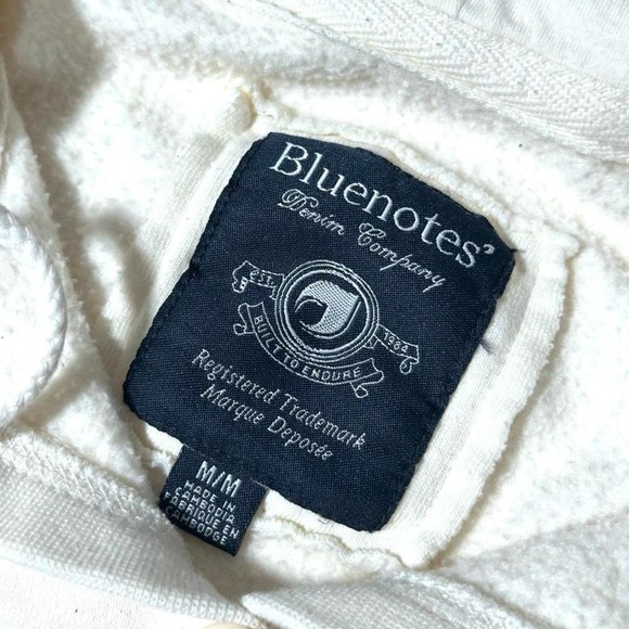 Vintage Y2K Button Up Hoodie, Bluenotes, Cream - Picture 7 of 8